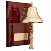 6" Brass Bell Mounted on Mahogany Plaque with Brass Plate (Weems & Plath 6060/EN4006)